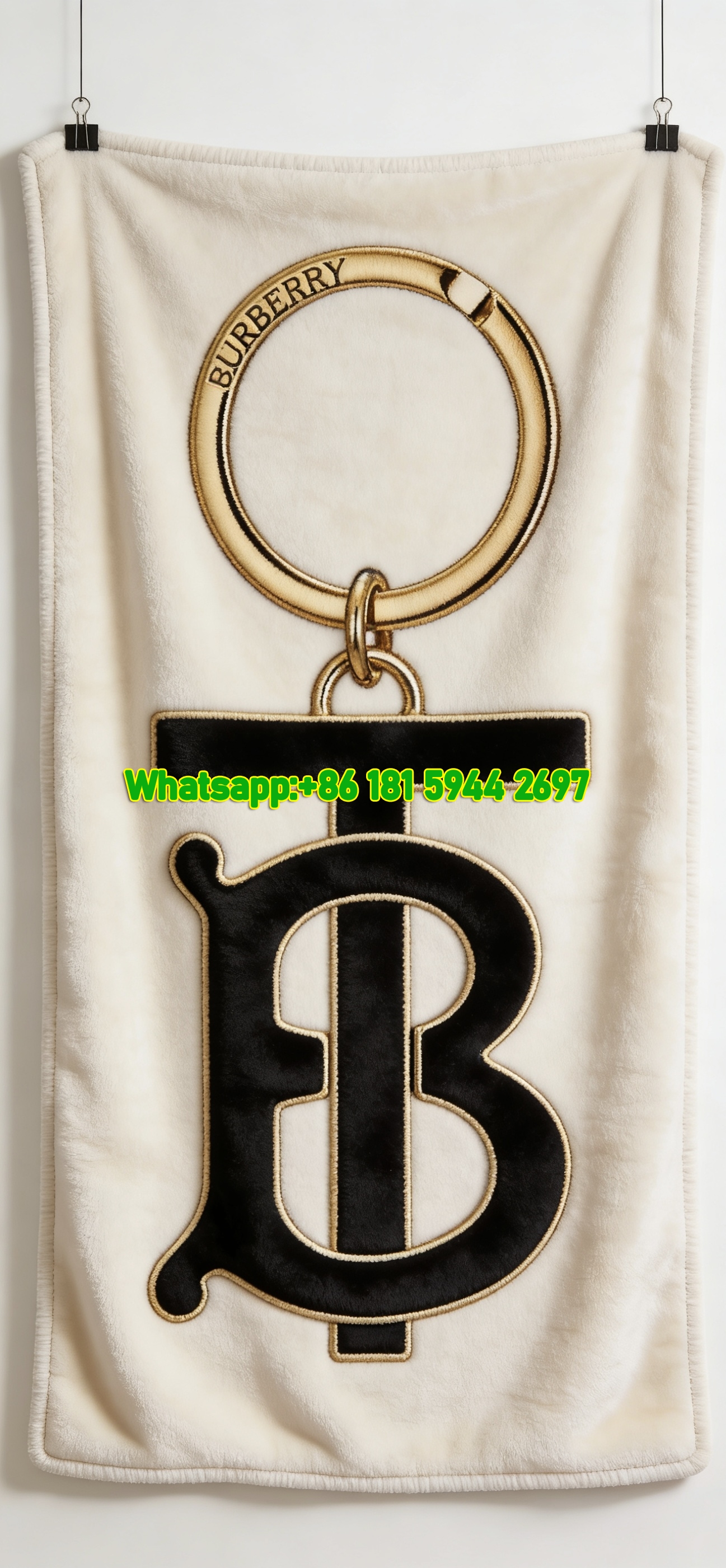 Burberry TB Monogram Print Flannel Fleece Sofa Throw Blanket B268